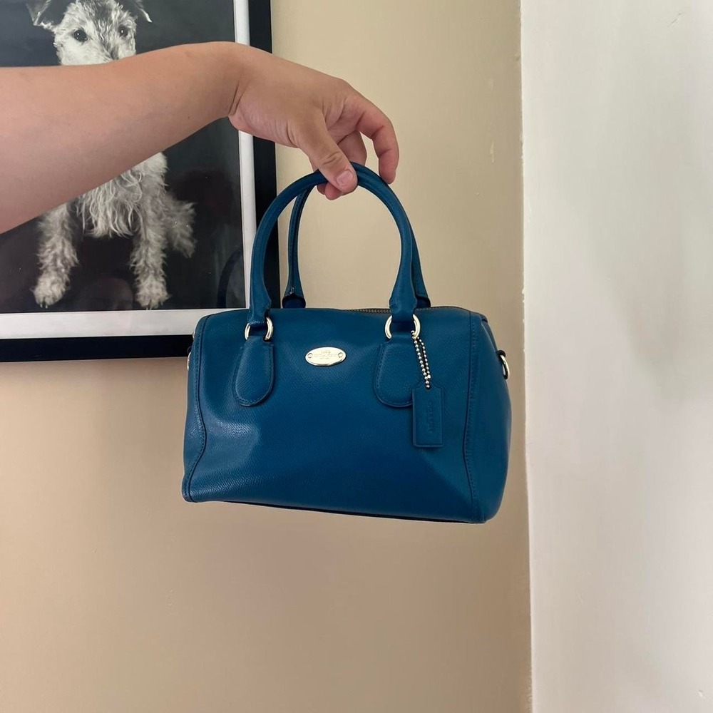 y2k 2000s blue leather Coach mini bennett satchel small handbag / crossbody bag